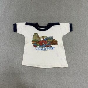 Vintage Rare 60s 70s Cedar Point T-Shirt Boys M Roller Coaster Water Print